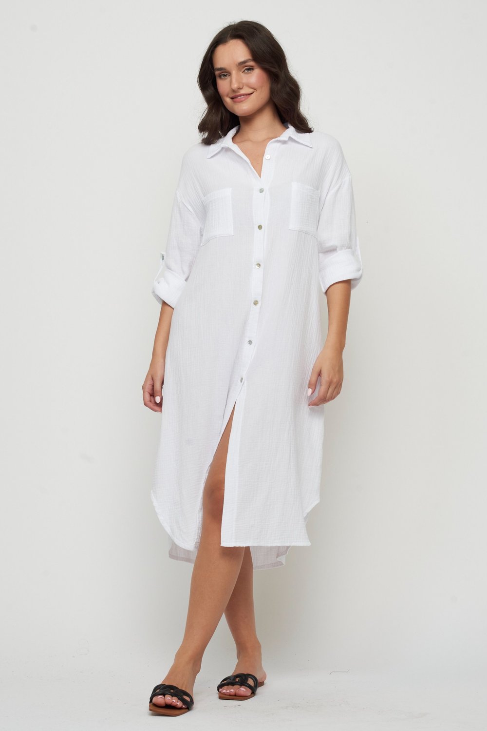 Maxi Linen Blouse Dress